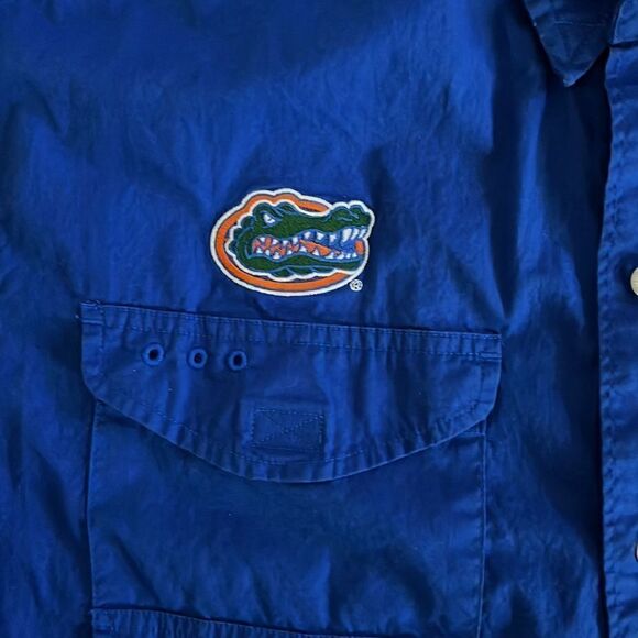 Blue lightly worn Columbia Cotton bonefish PFG Fishing Florida Gators shirt M - Picture 2 of 5